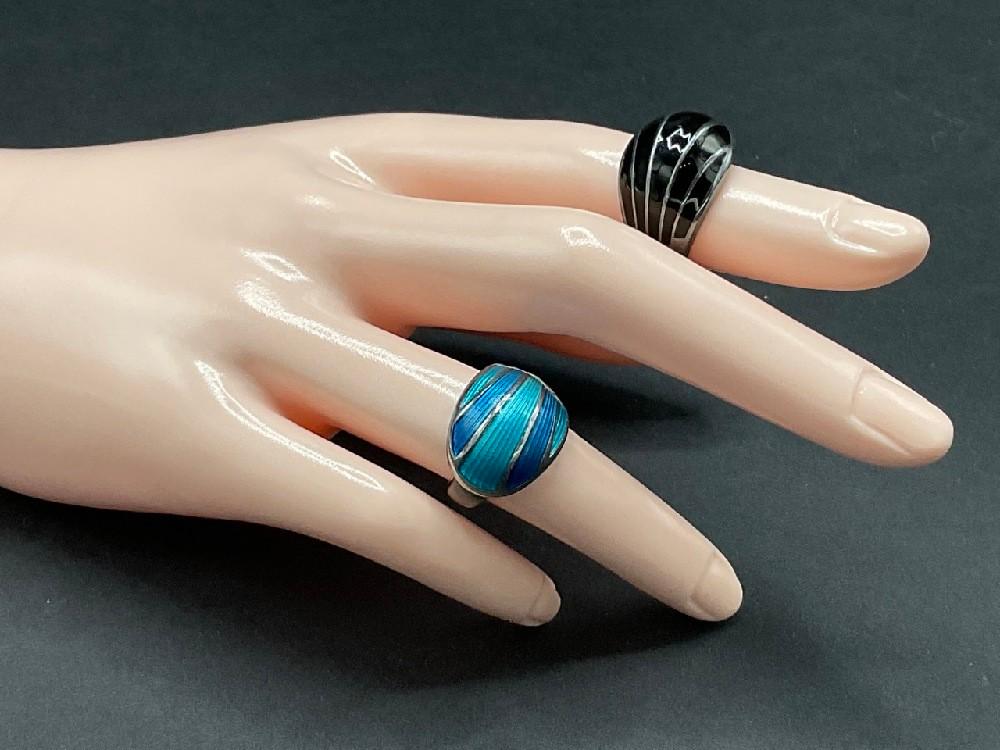 Two (2) David Andersen Sterling Silver Enameled Rings (1 of 4)
