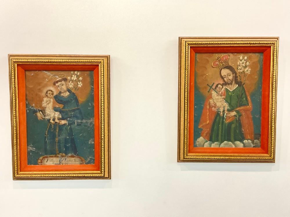 Two (2)  19th c South American Painted Icons (1 of 5)