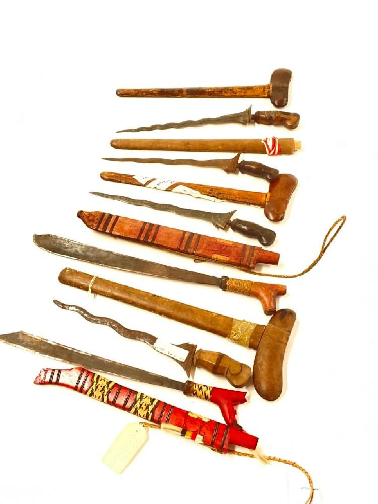 Six 6) Indonesian Dayak Parang, Kayan Hunting Swords (1 of 8)