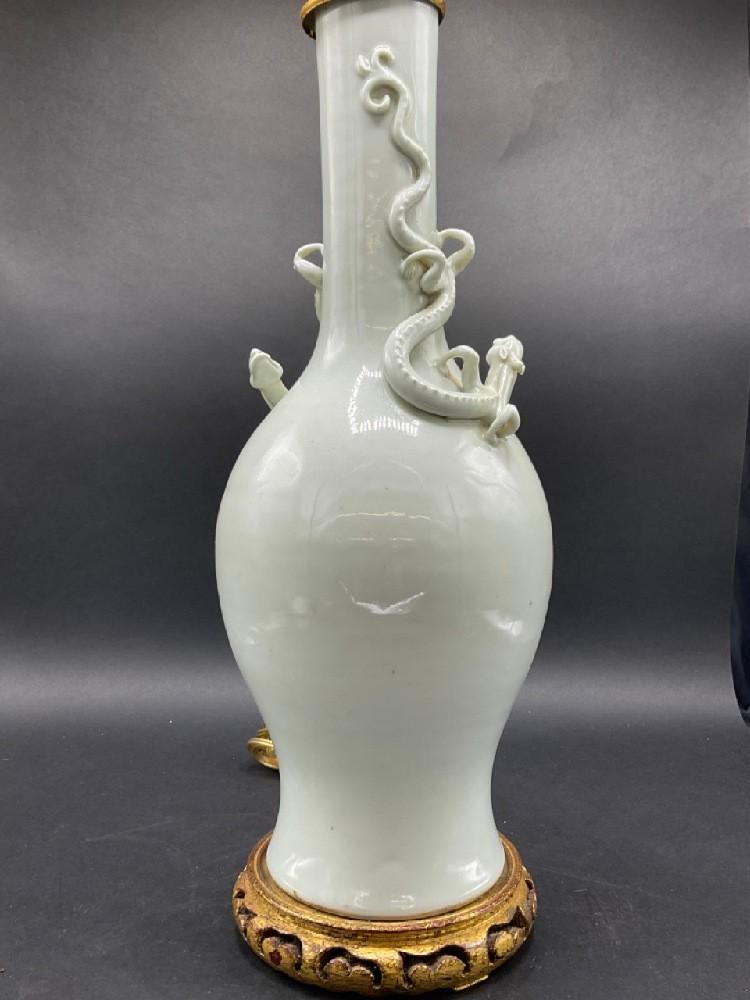 Chinese Blanc de Chin White Porcelain Dragon Table Lamp (1 of 8)