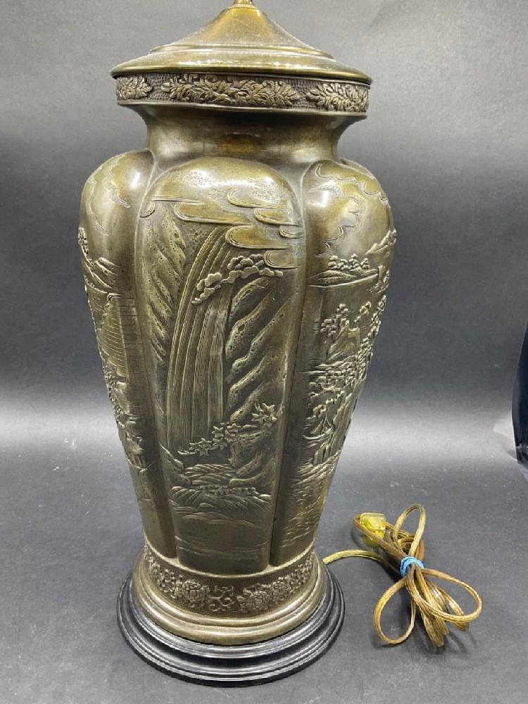 Decorative Japanese Bronze Table Lamp (1 of 5)