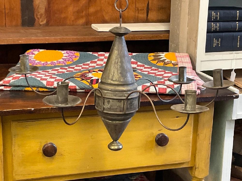 19th c. New England Tin and Iron Candle Chandelier (1 of 7)