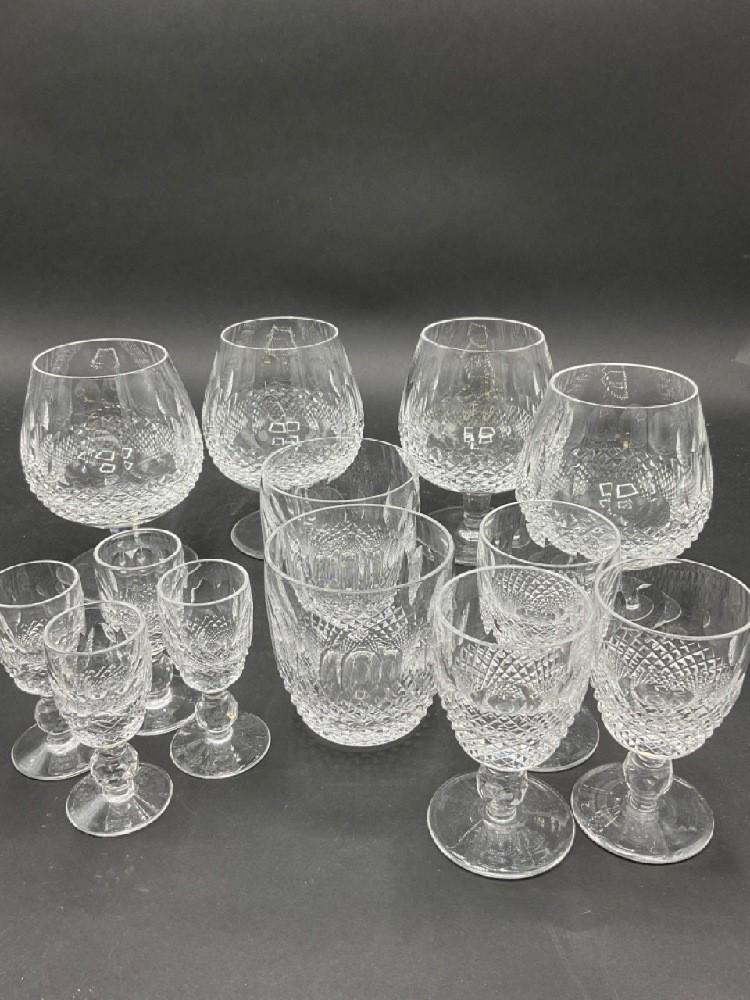 Waterford Crystal Grouping: Thirteen (13) assorted Waterford crystal cordials, brandy snifters, wine goblets etc. As seen in photograph preview.