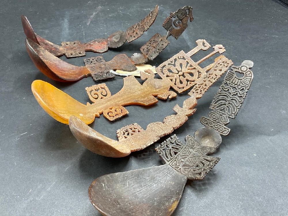 Five (5) Indonesian Horn Spoons (1 of 3)