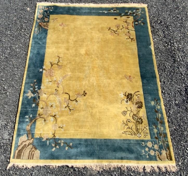 Chinese Art Deco Hand Woven Wool Carpet 10ft 2" X 7ft 9" (1 of 7)