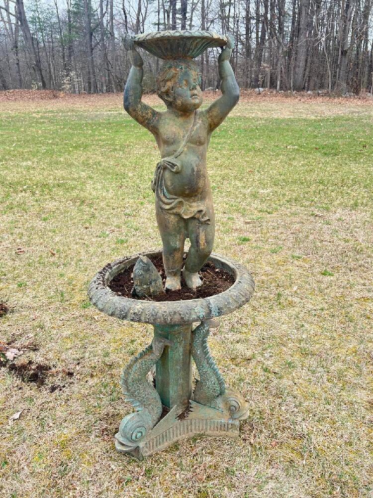 Bronze Putto and Fish Garden Fountain (1 of 5)