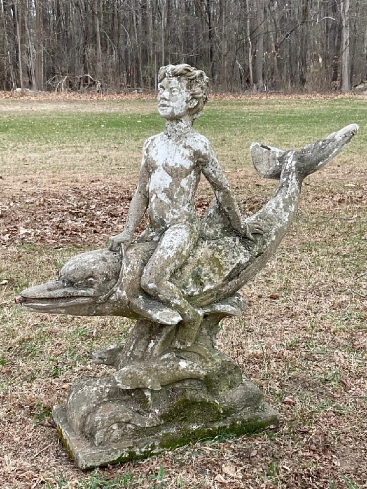 Mythological Boy Riding A Dolphin In The Sea Fountain Statue (1 of 6)