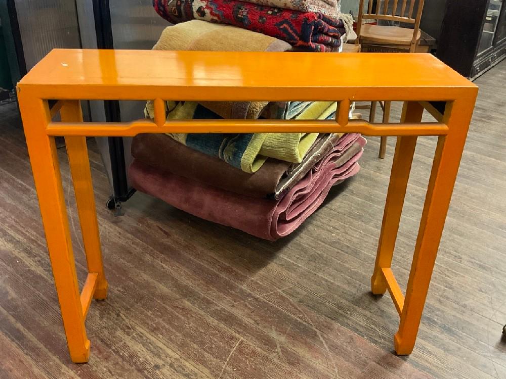 Chinese Altar Table, Orange Paint: Chinese altar table with orange paint. Dimensions: 35" X 42" X 12 1/2"
