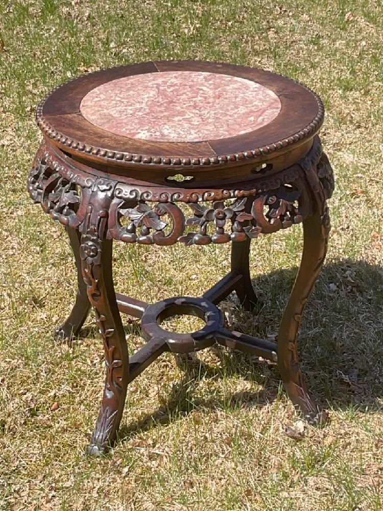 Chinese Chippendale Marble Top Low Table (1 of 3)