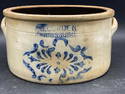 F.H. Cowden Harrisburg, PA Blue Decorated Crock