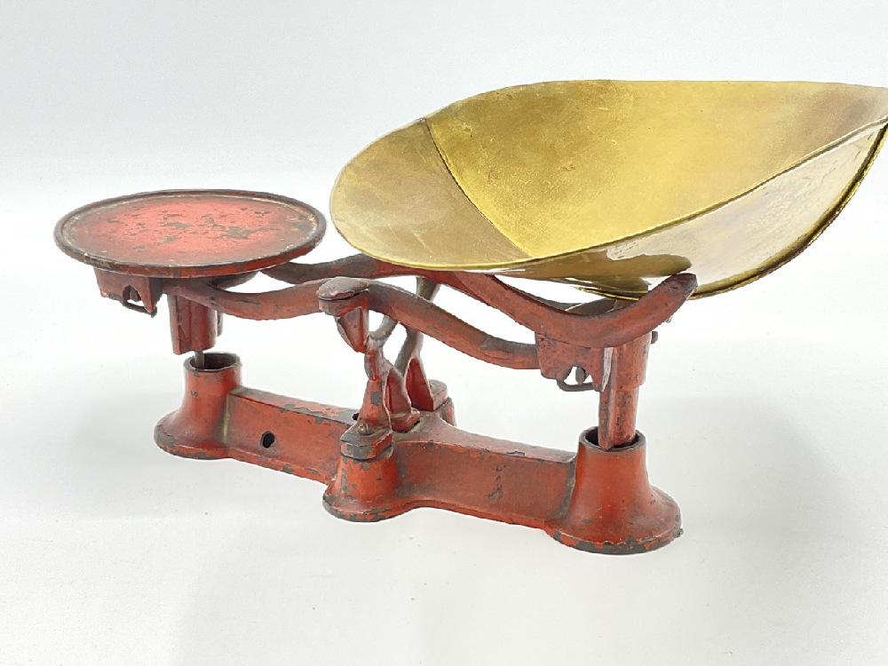 Antique Red Painted Cast Iron/Brass Scale (1 of 3)