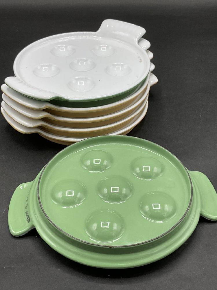 Belgium Cast Iron Enamel Escargot Dishes Auction