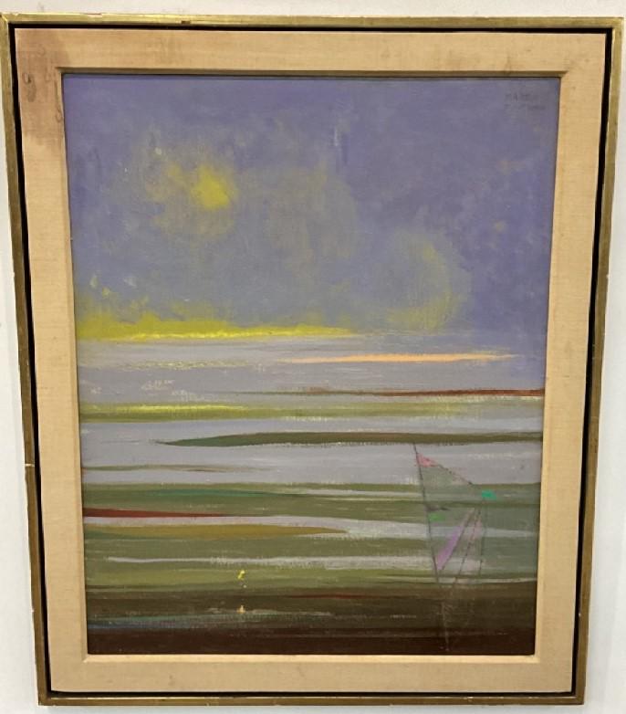 Martin Friedman (1896-1980 Brooklyn/Provincetown) "Flats with Sail": Martin Friedman (1896-1980 Brooklyn/Provincetown) Titled: Flats with Sail #50Oil on canvas.Dimensions: 29 1/2” x 23 1/2” and 33 1/2 x 30” framed