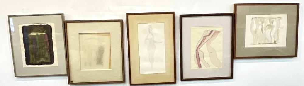 Martin Friedman (1896-1980) Five (5) Mixed Media Paintings (1 of 5)