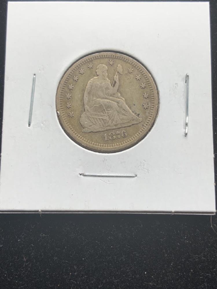 1876-S US Seated Liberty Quarter: 1876-S US Seated Liberty QuarterRim Ding