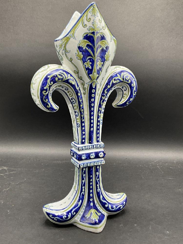 French Faience Fleur De Lis Vase (1 of 7)