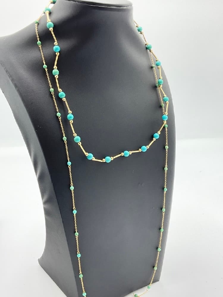 Two (2) 14K Gold Necklaces w/ Turquoise (1 of 3)