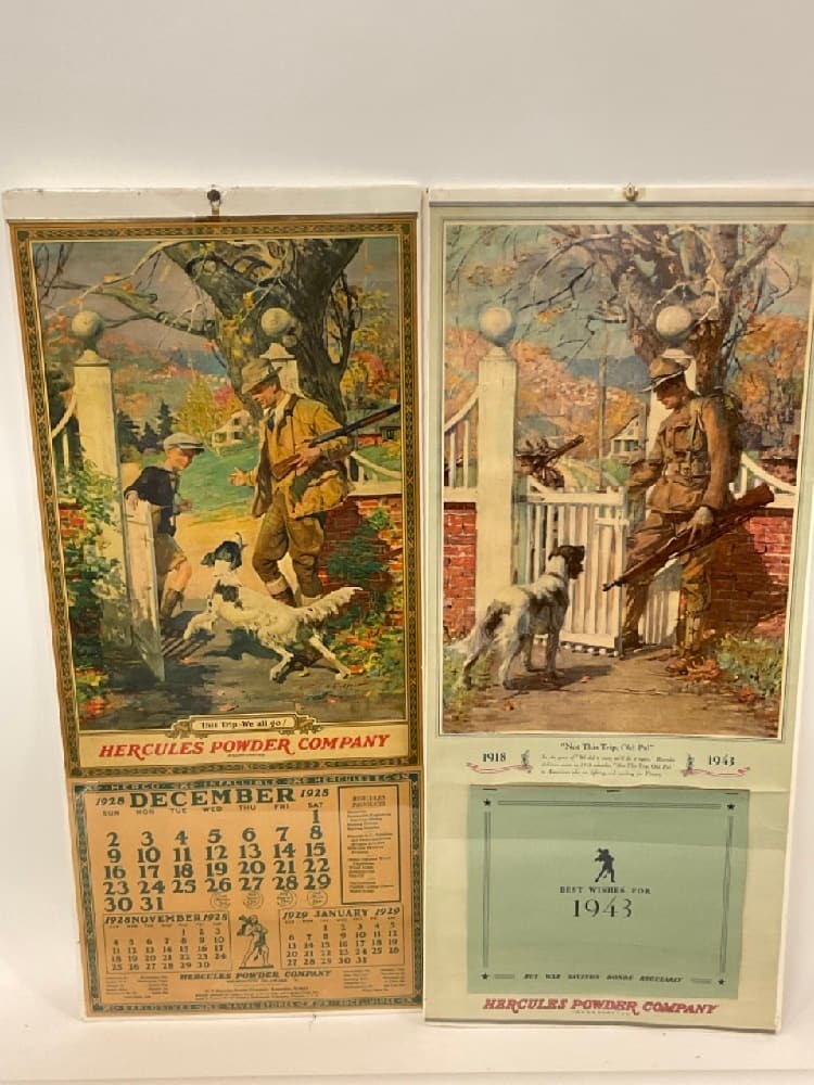 Two (2) Hercules Powder Company Calendars, 1943 and 1928 (1 of 4)