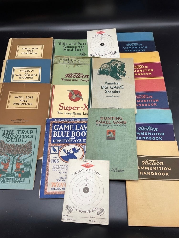 Vintage Western Ammunition Paper Ephemera Lot: Vintage Western Ammunition Handbooks,Rifle and Pistol, Game Law Blue Book, EtcGood Condition, Please See Preview Photographs
