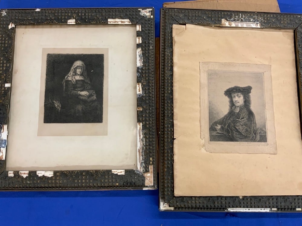 Two (2) Framed Aft. Rembrandt Etchings (1 of 10)