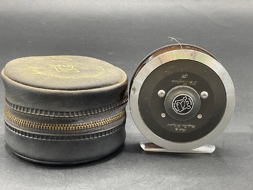 Hardy Bros. Fly Fishing Reel, The Sanborn Made in England: Hardy Fishing Reel. Made in England. The Sanborn 5/6. Used condition with some wear. 3 1/4" diameter. Includes original case. Working order.