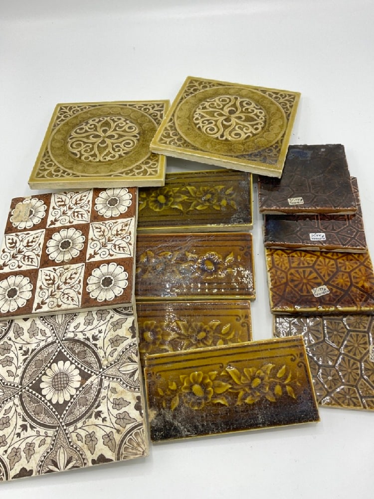 Assorted English Stoneware Tiles: Assorted English Stoneware Tiles,