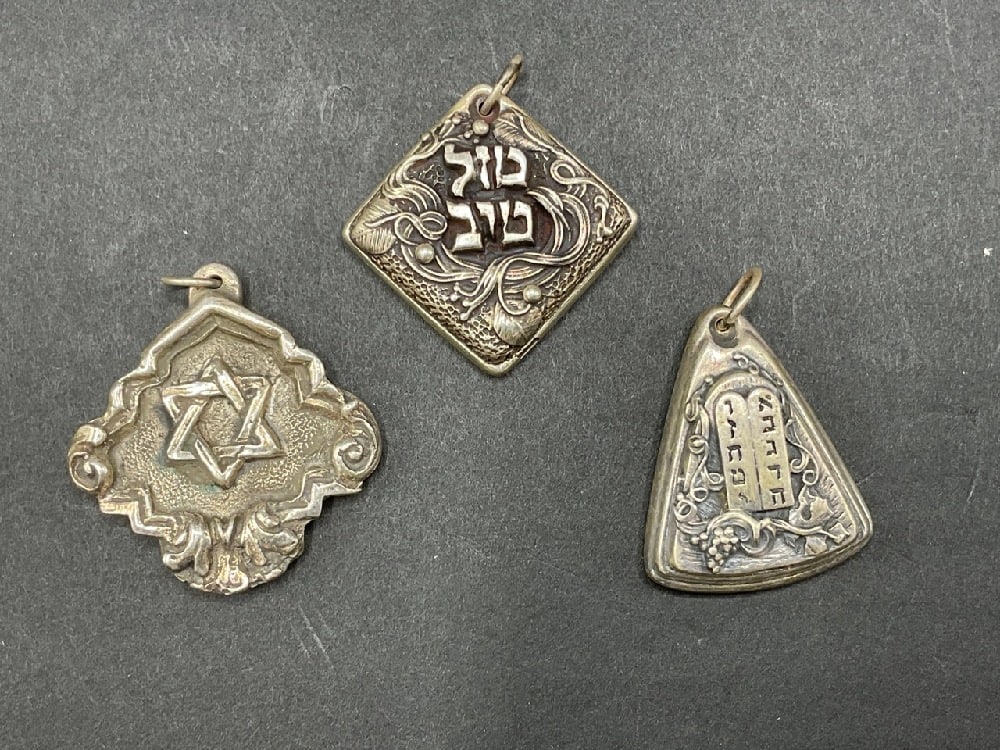 Three Henryk Winograd 999 Sterling Pure Silver Judaica Pendants (1 of 3)
