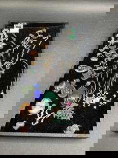 Estate Compiled Sterling Silver Jewelry Lot: Estate compiled sterling silver jewelry lot. Including cameo earrings, cameo broach, marcasite, necklaces, cuff links and more. As seen in photograph preview.