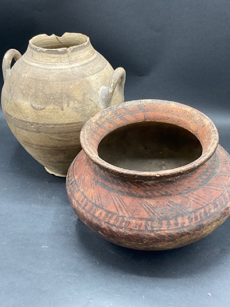 Two (2) Antique Terracotta Pottery Indian  Jars (1 of 7)
