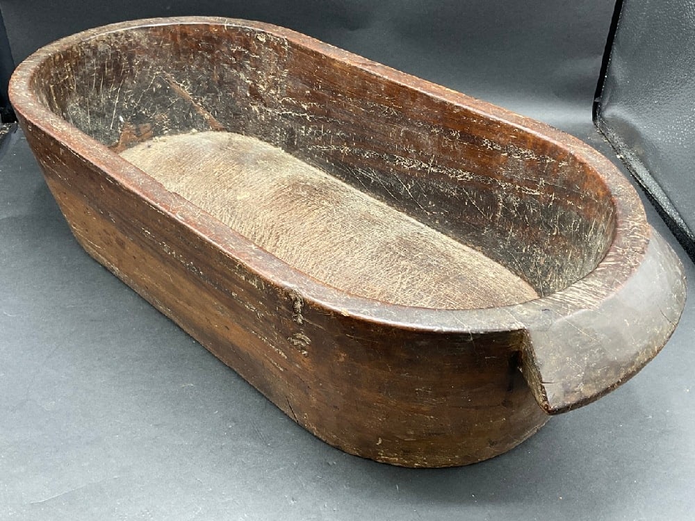 Antique Burlwood Rectangular Handled Bowl (1 of 5)