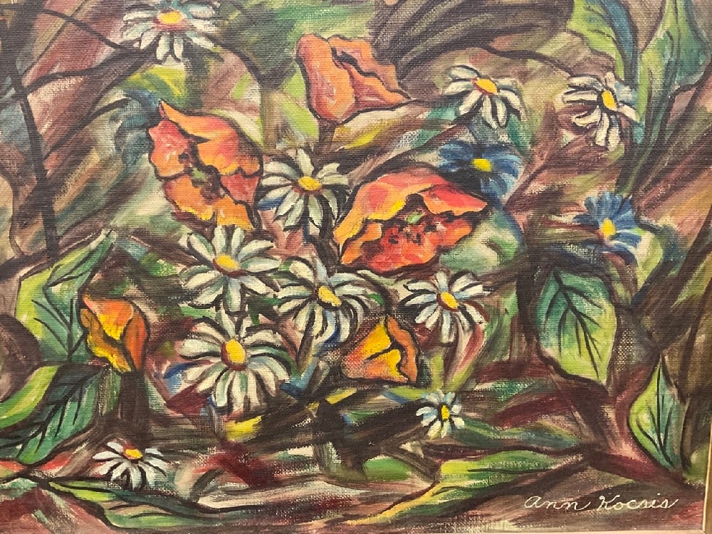 Ann Kocsis (New York 1910-1972) Still Life Oil "Poppies and Daisies" (1 of 5)
