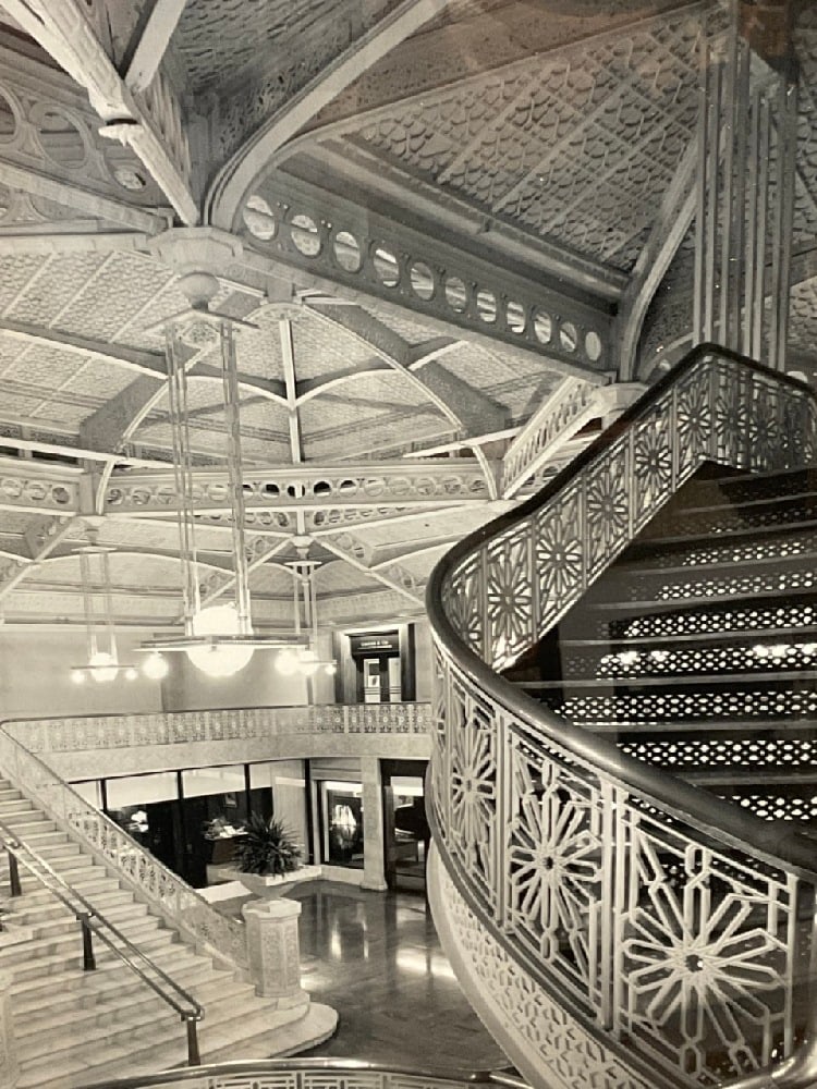 Hedrick- Blessing Studio Gelatin Silver Print- Rookery Building, Chicago: Hedrick Blessing Studio Untitled: Rookery Building Interior (Chicago) sky lit lobby designed by Frank Lloyd Wright in 1905. c.1920's image Gelatin Silver Print Dimensions: 16" X 20" and 22" X 26" High