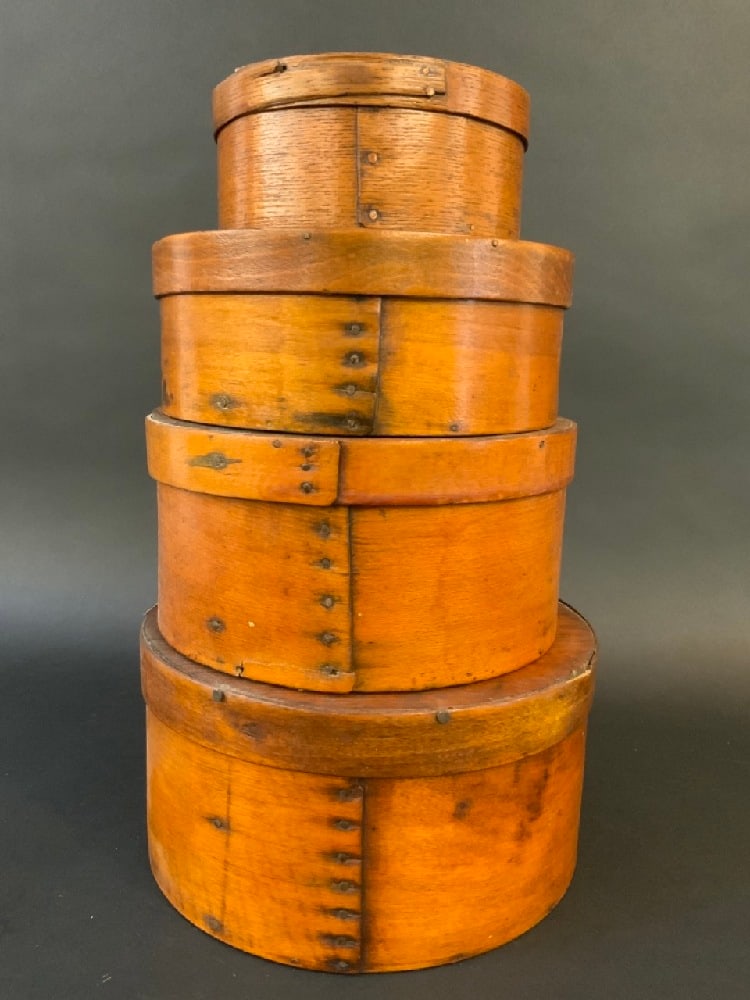 Four (4) Stacked Shaker Bentwood Oval Boxes (1 of 7)