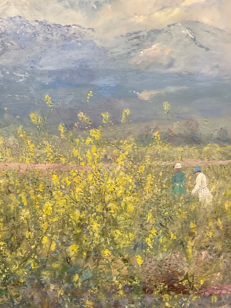 ALFREDO HELSBY, (Chilean, 1862-1936) Landscape Painting - Field of Wild Mustard with Figures. (1 of 7)