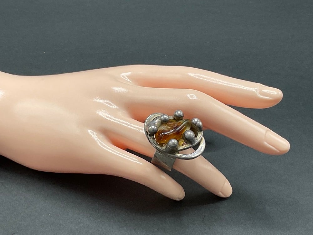 MCM Danish Sterling Silver Ring w/ Stone (1 of 5)