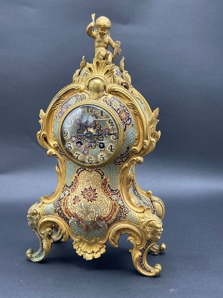 Tiffany and Co. French Champleve Enameled Clock w/ Cupid (1 of 15)