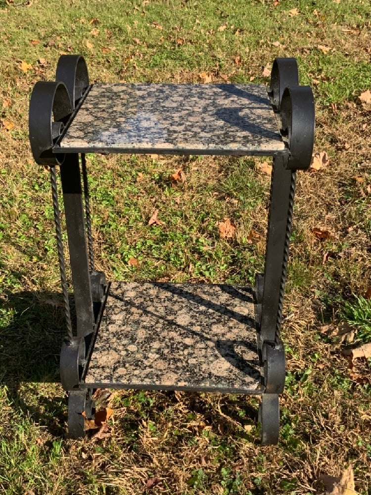 Wrought Iron Marble Top Stand (1 of 4)