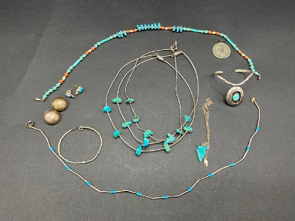 Indian Sterling Silver & Turquoise Jewelry Lot (1 of 4)
