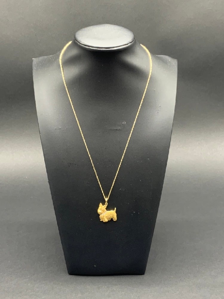 10K Danbury Mint Scottish Terrier Necklace: 10K Danbury Mint Scottish Terrier Necklace. Weight - Total weight: 3.54g.