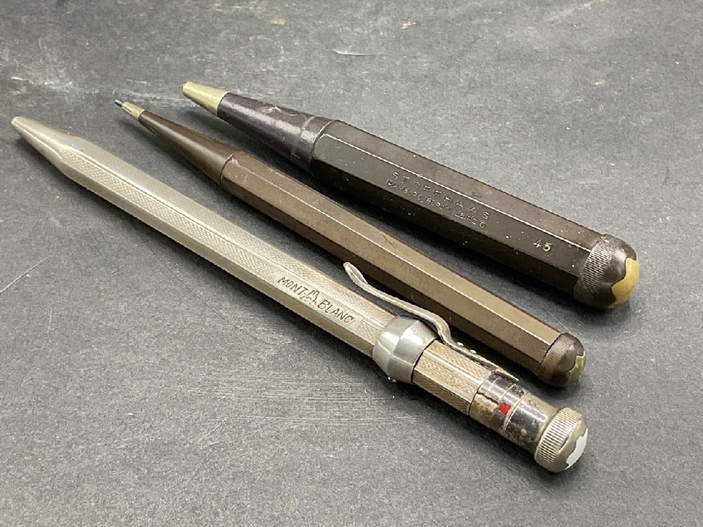 Three (3) Early Montblanc Pencils and Pen: Three (3) Early Montblanc Pencils and Pen. As seen in photograph preview.