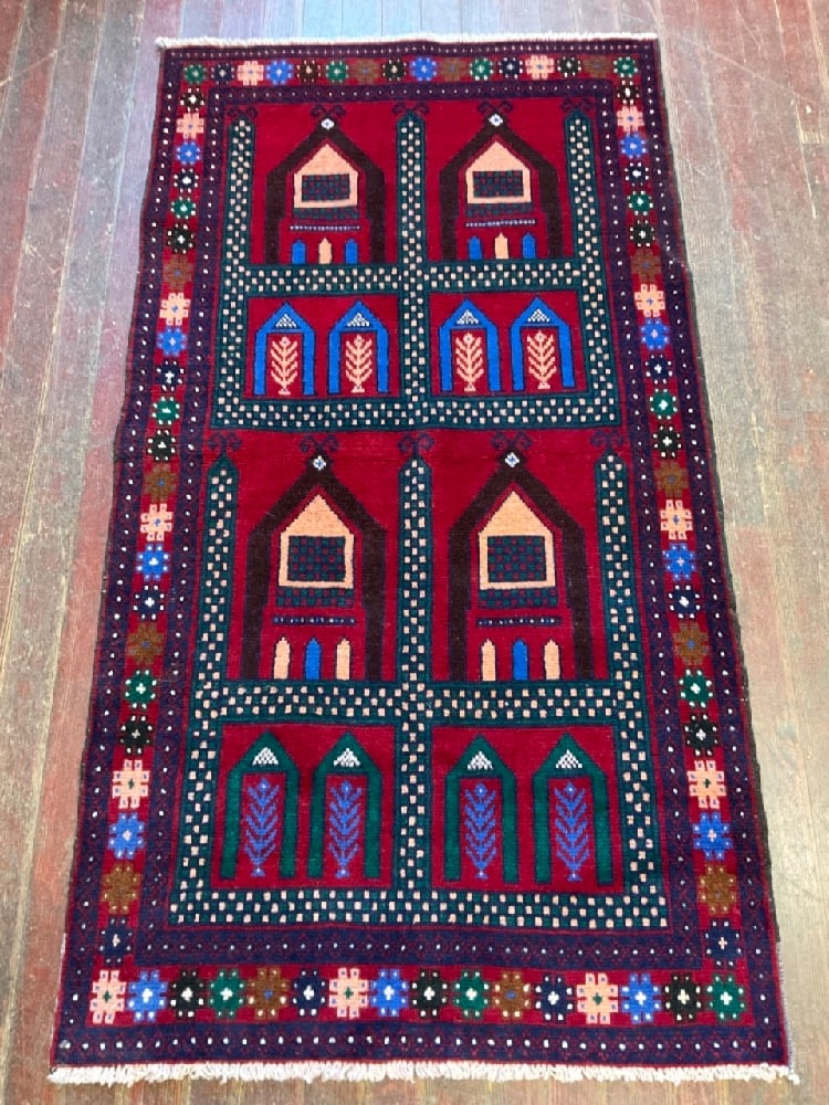 Afghanistan Hand Knotted Wool Prayer Rug (1 of 4)