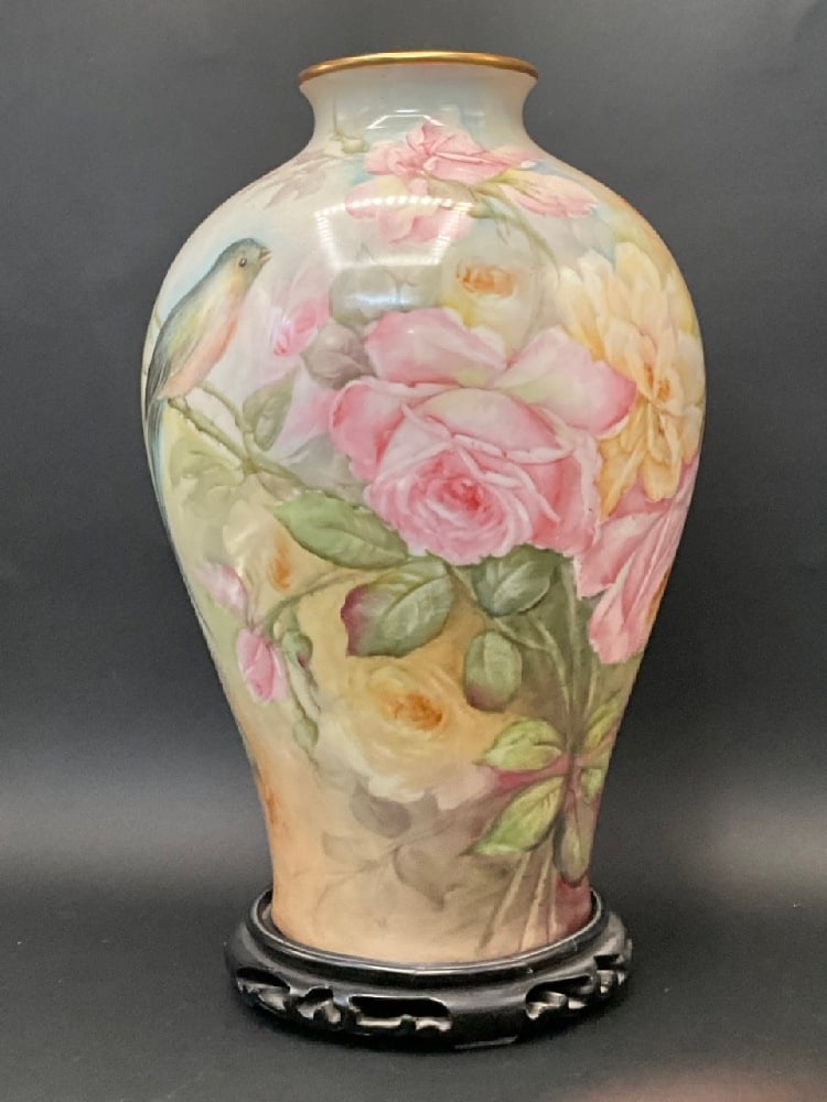 Vintage Signed Belleek Vase On Wooden Base (1 of 6)