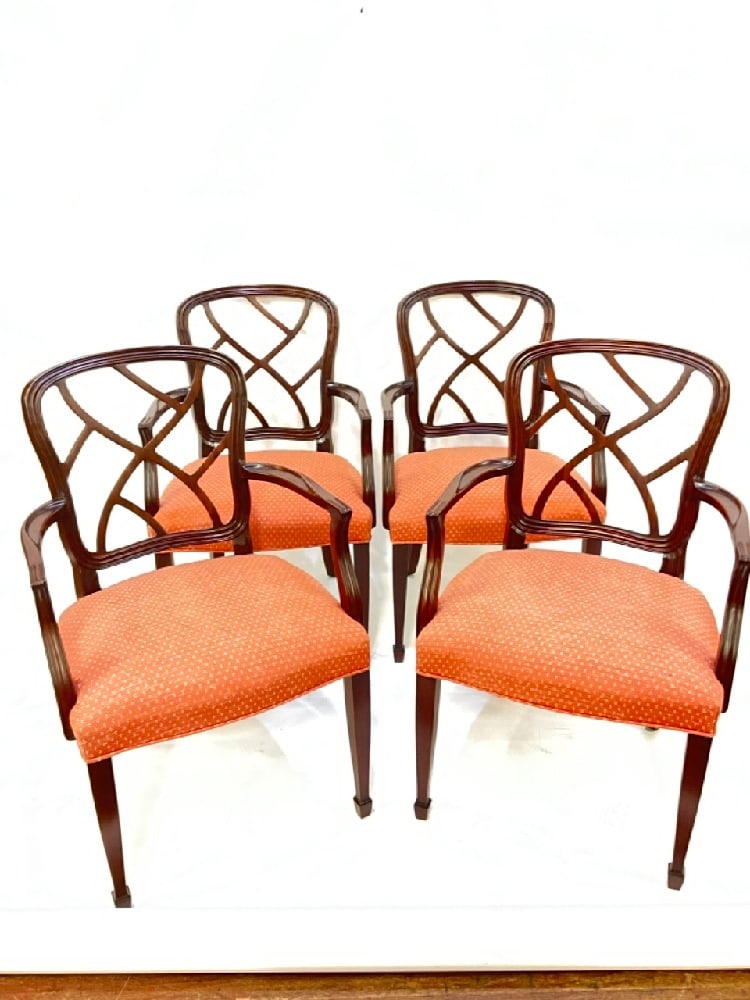 Set of Four (4) Kindel Mahogany Web Back Chairs (1 of 4)