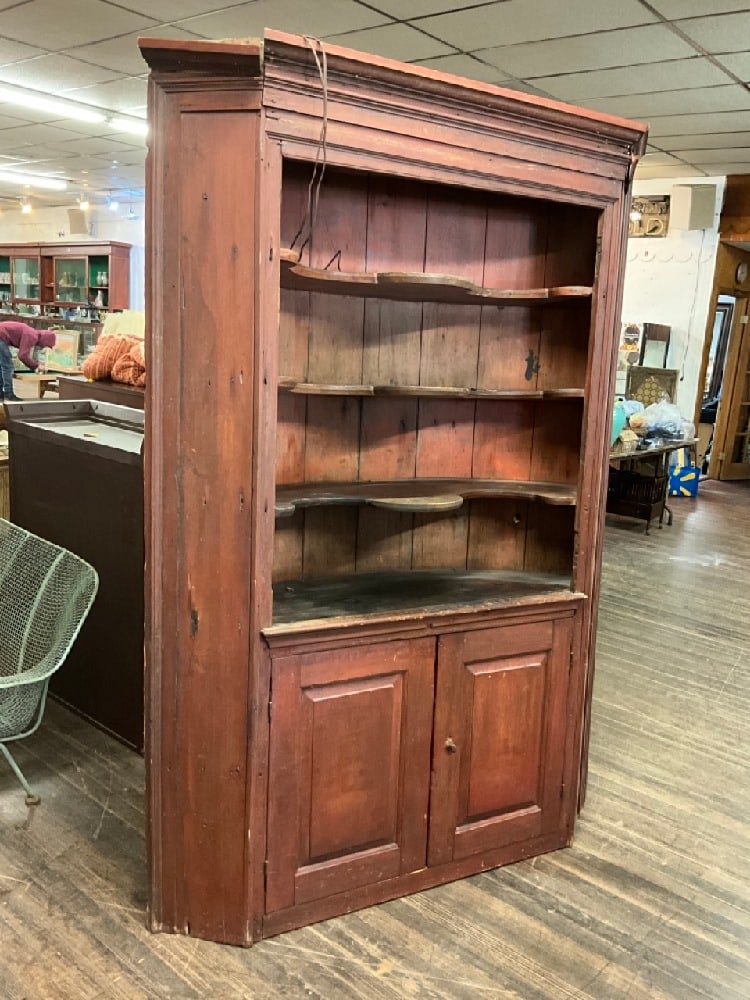 Primitive American 19th c. Corner Cupboard (1 of 5)