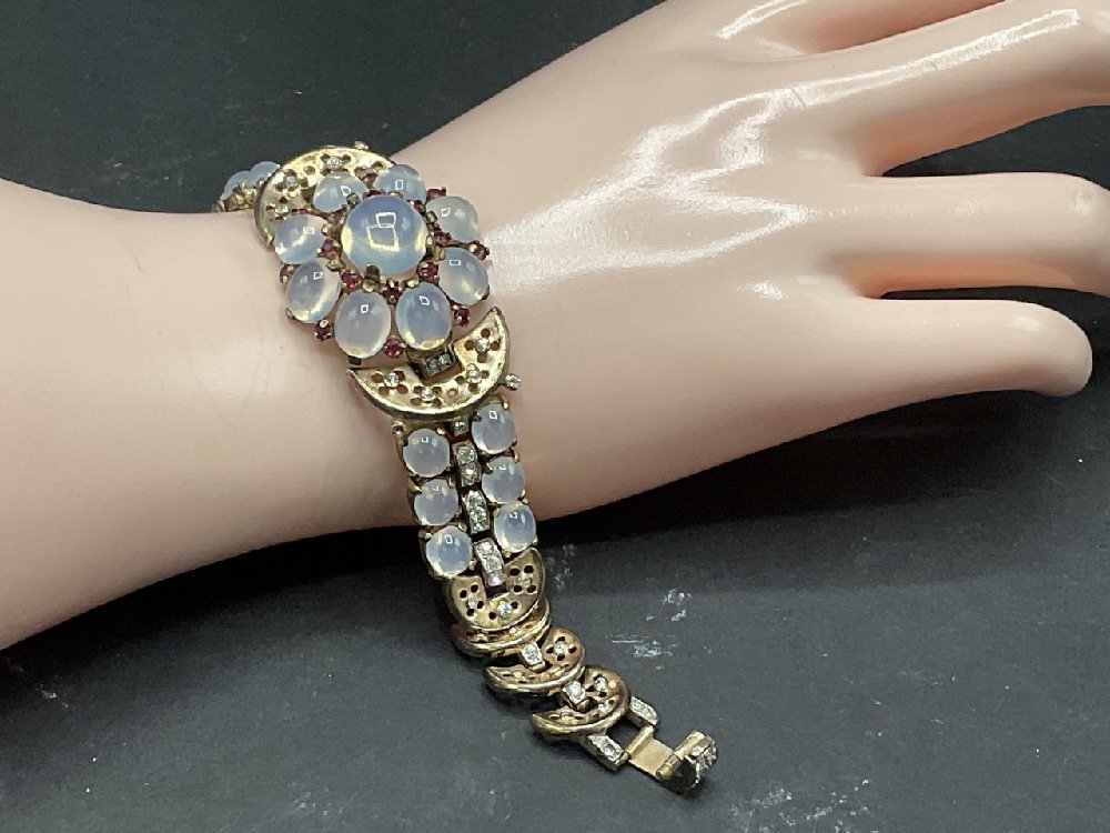 Trifari Sterling Silver Moonstone Bracelet (1 of 5)