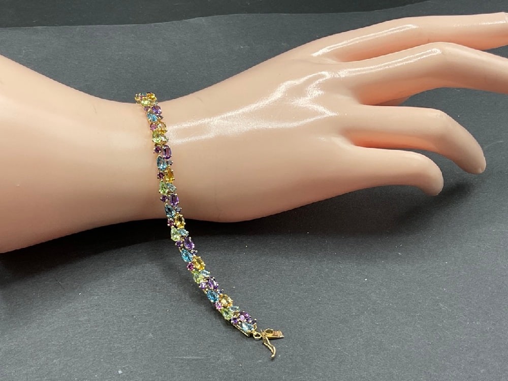 14K Yellow Gold  Multicolor Gemstone Bracelet (1 of 4)