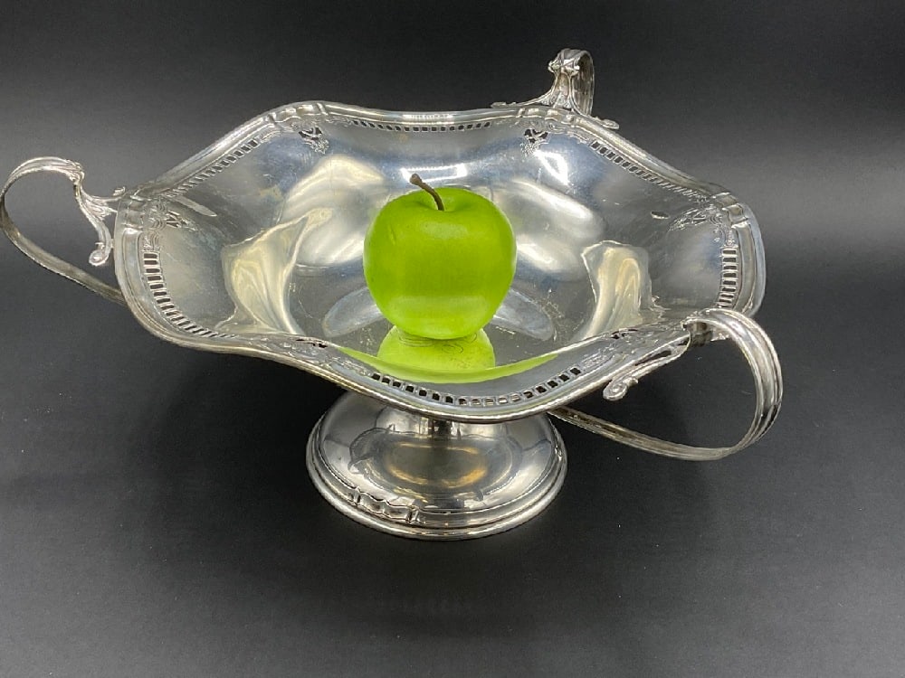 Large Sterling Silver Three Handled Pedestal Serving Bowl (1 of 6)