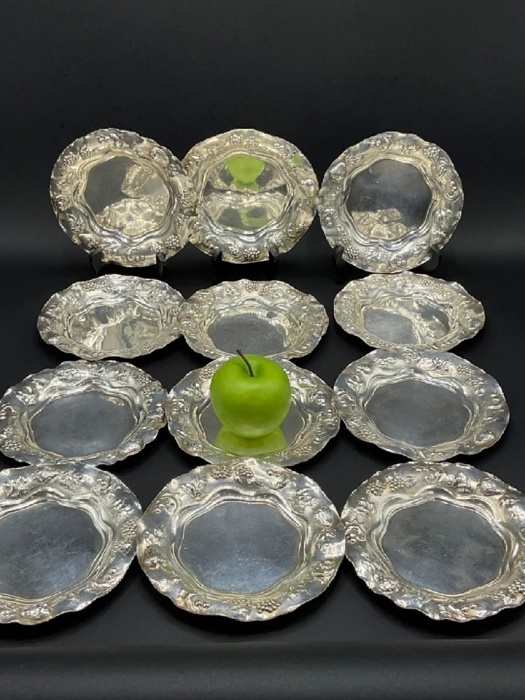 Set of Twelve (12) Mauser Signed Sterling Silver Plates (1 of 6)