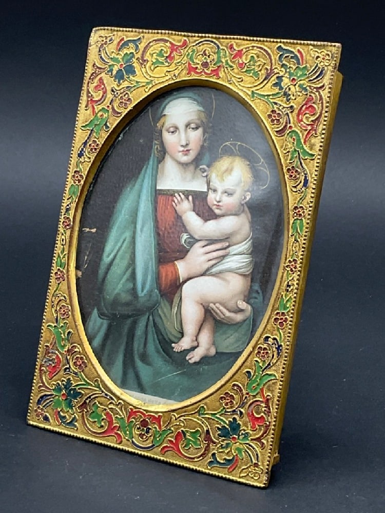 24kt Gold plated Enameled Picture Frame Signed AMW (1 of 6)