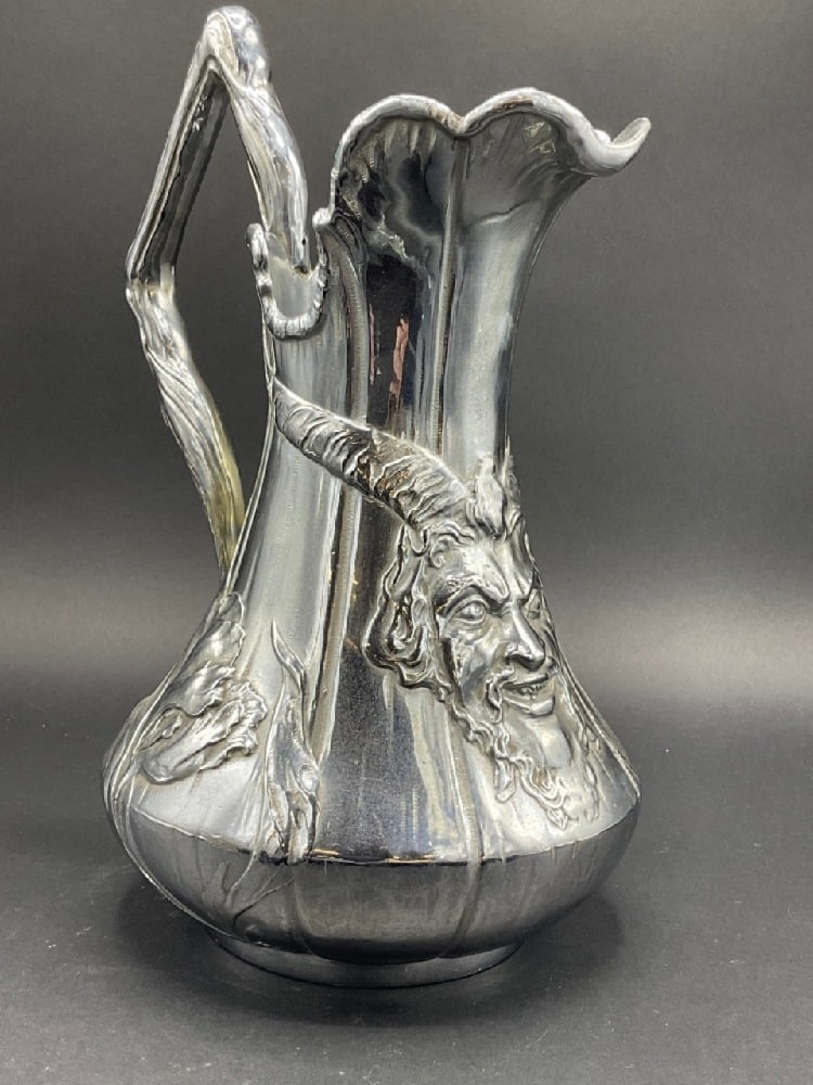 Kayserzinn Silvered Pewter Art Nouveau Satyr Pitcher (1 of 7)
